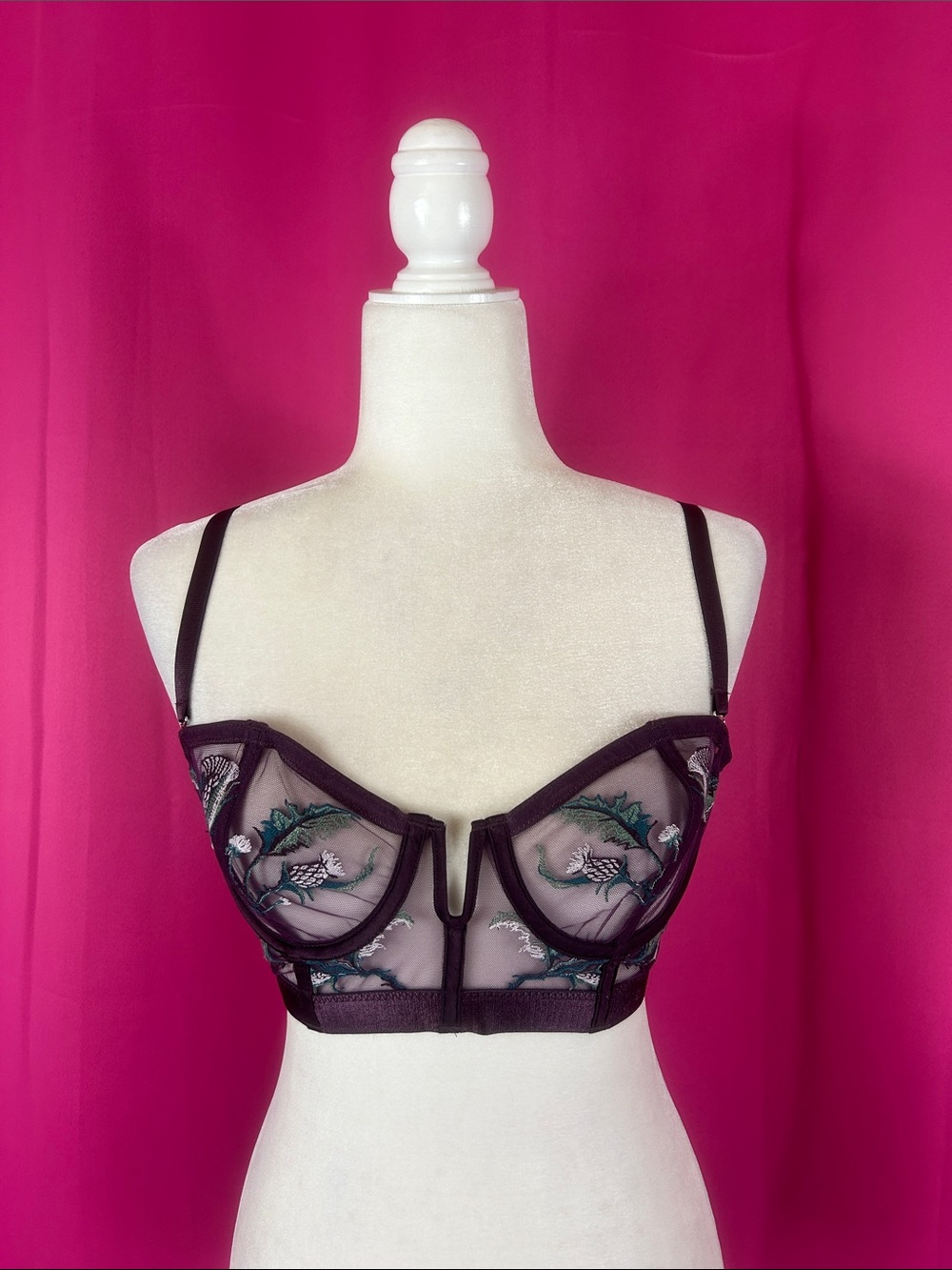 Thistle and Spire deadstock purple embroidered bralette 34D
